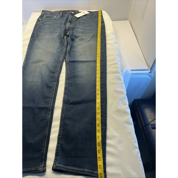 Calvin Klein Slim Fit Straight Stretch Jeans Men 36 x 32 Dark Blue Denim New - Picture 2 of 11